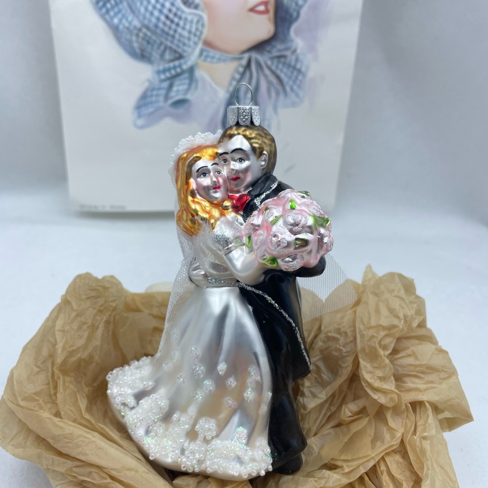 Elegant Bride and Groom Ornament - Silver and Black